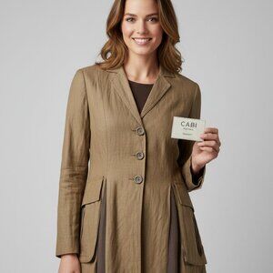 CABI #840 Treasure Hunter Peplum Trench Coat Fall 2011 Collection S Classic